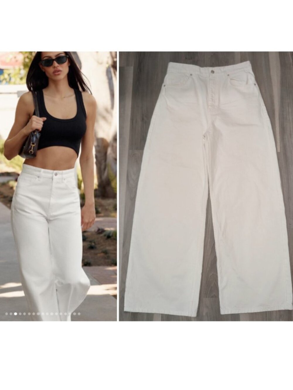ZARA | High-Rise Extra Wide-Leg Denim Jeans In Ecru White
